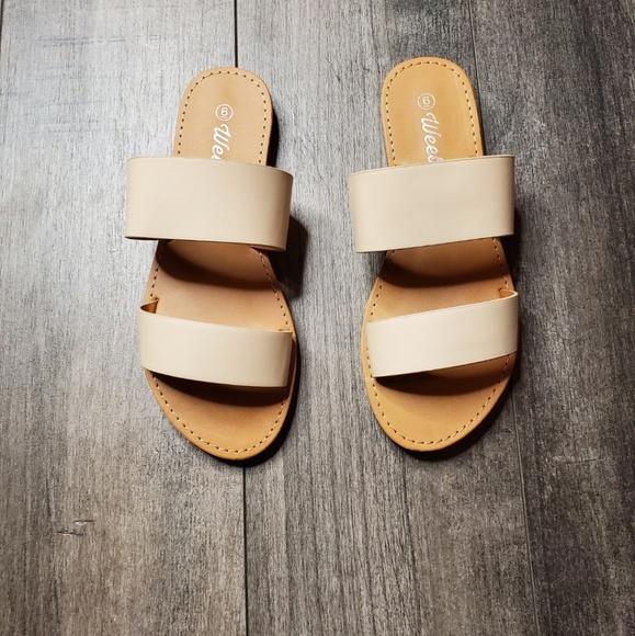 🌼BEIGE 2 BAND SANDALS 🌼 - Picture 1 of 2
